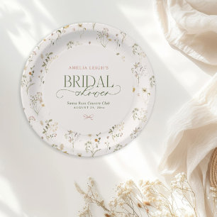 Whimsical Fairytale Garden & Bows Bridal Shower Paper Plate