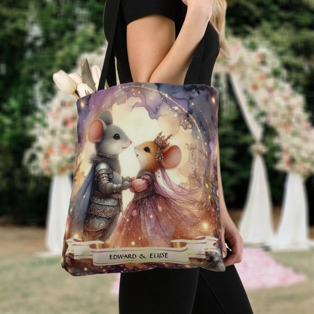 Whimsical Fairytale Wedding Mouse Couple Custom Tote Bag (Creator Uploaded)