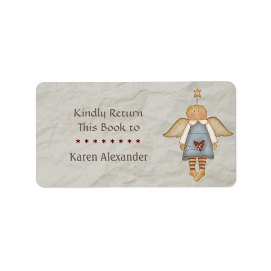 Whimsical Faith Angel Book Return Address Label