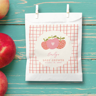 Whimsical Fall Apple Theme Baby Shower Pink Red Favour Bag