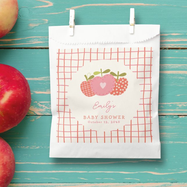  Whimsical Fall Apple Theme Baby Shower Pink Red Favour Bag (Creator Uploaded)