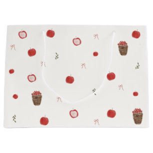 Whimsical Fall Bow Apple of Our Eye Baby Shower Large Gift Bag