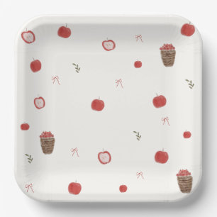 Whimsical Fall Bow Apple of Our Eye Baby Shower  Paper Plate