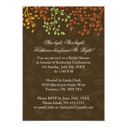 Whimsical Fall Bridal Shower Card
