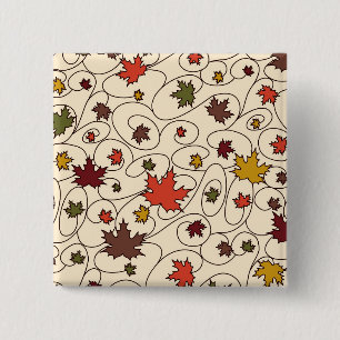 Whimsical Fall Curly Maple Leaf Pattern 15 Cm Square Badge
