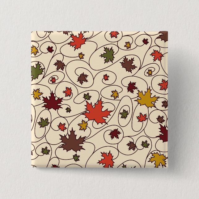 Whimsical Fall Curly Maple Leaf Pattern 15 Cm Square Badge (Front)