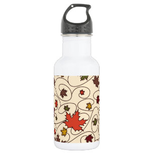 Whimsical Fall Curly Maple Leaf Pattern 532 Ml Water Bottle