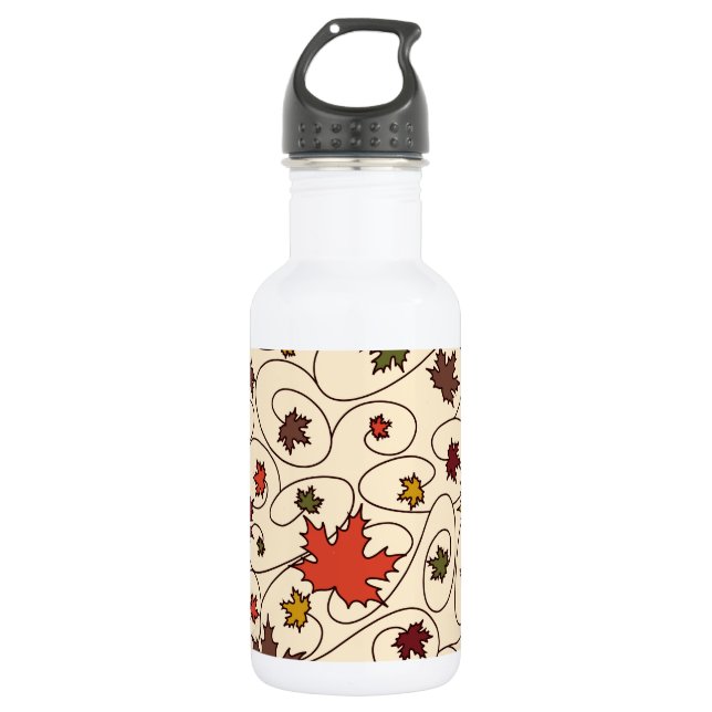 Whimsical Fall Curly Maple Leaf Pattern 532 Ml Water Bottle (Front)