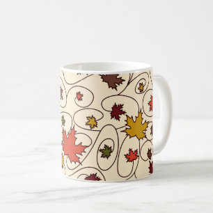 Whimsical Fall Curly Maple Leaf Pattern Coffee Mug