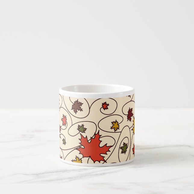 Whimsical Fall Curly Maple Leaf Pattern Espresso Cup (Front)
