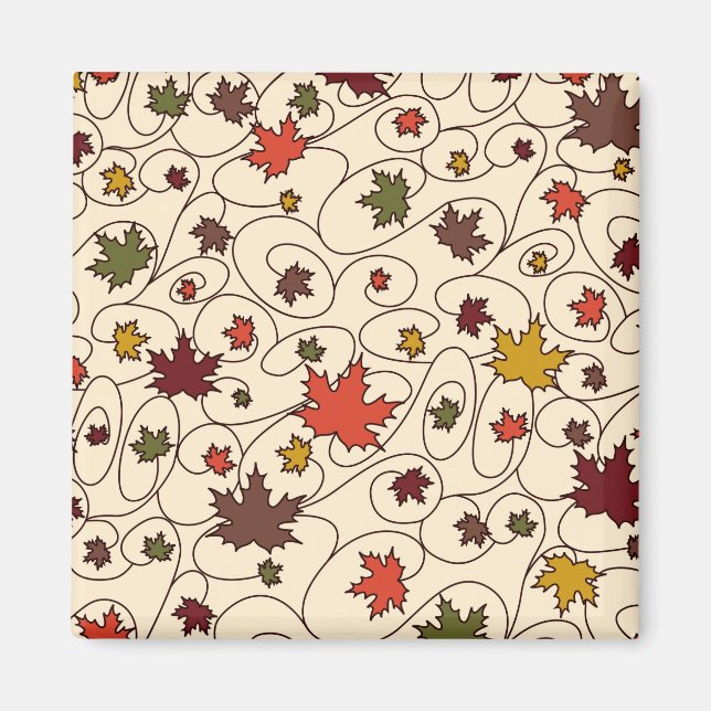 Whimsical Fall Curly Maple Leaf Pattern Magnet (Front)