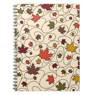 Whimsical Fall Curly Maple Leaf Pattern Notebook