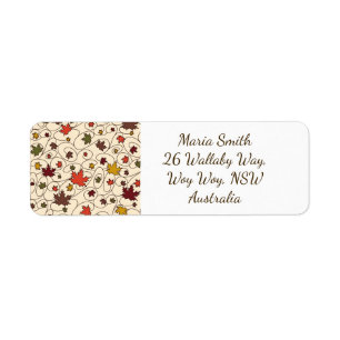 Whimsical Fall Curly Maple Leaf Pattern Return Address Label
