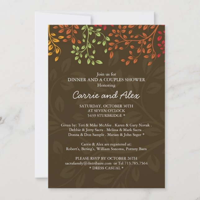 Whimsical Fall Engagement Party Invitation (Front)
