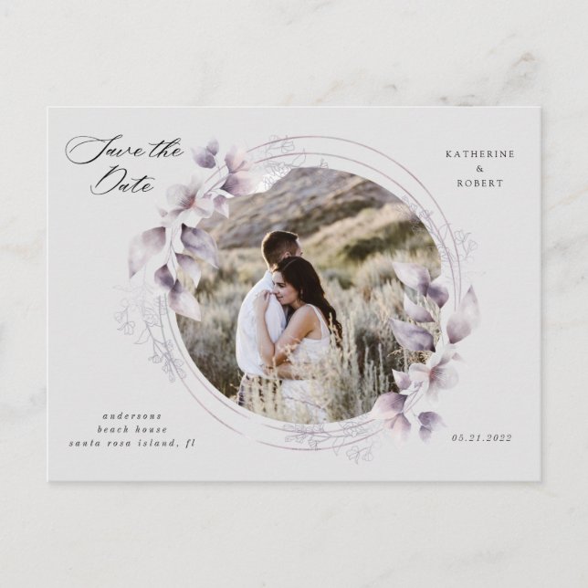 whimsical fall floral save the date post postcard (Front)