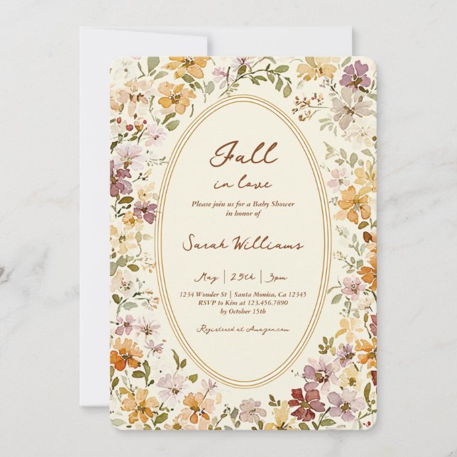 Whimsical Fall in Love Bridal Shower Invitation (Front)
