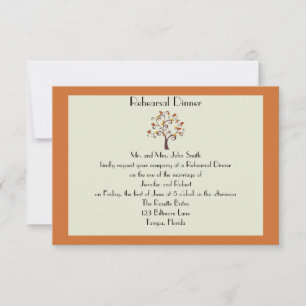 Whimsical Fall Leaf Wedding Rehearsal Dinner Invitation