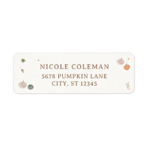 Whimsical Fall Leaves Little Pumpkin Baby Shower Return Address Label