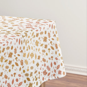 Whimsical fall leaves, mushrooms, bugs design tablecloth