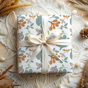 Whimsical  Fall Pastel Foliage Pattern Wrapping Paper Sheet