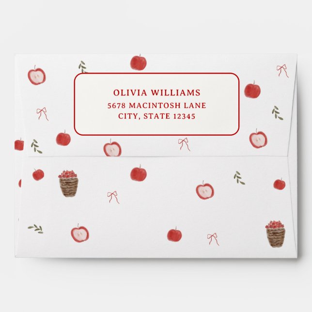 Whimsical Fall Red Apple of Our Eye Baby Shower  Envelope (Back (Top Flap))