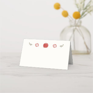 Whimsical Fall Red Apple of Our Eye Baby Shower Place Card