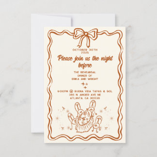 Whimsical Fall Rehearsal Dinner Invitation • Retro