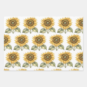 Whimsical Fall, Sunflowers, Frogs, Cat Witch,  Wrapping Paper Sheet