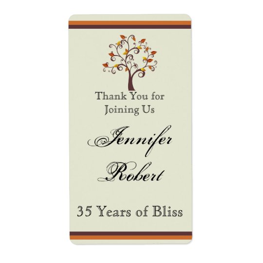 Whimsical Fall Tree Anniversary Wine Label Shipping Label