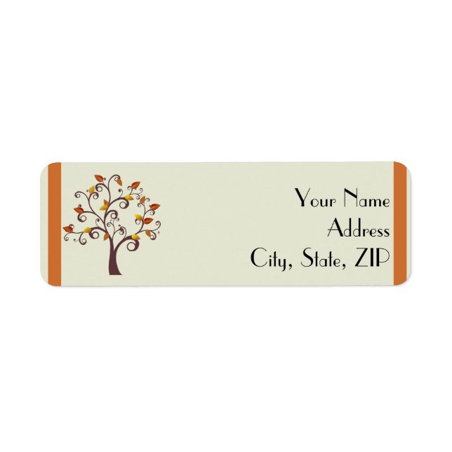 Whimsical Fall Tree Return Address Label (Front)