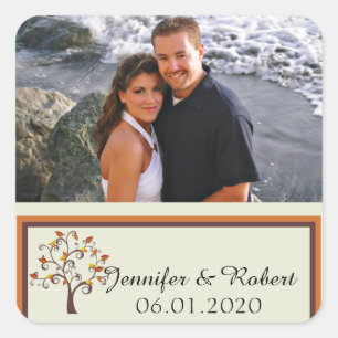 Whimsical Fall Tree Wedding Favour Sticker