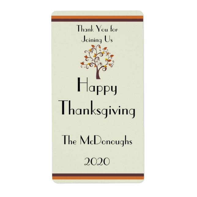 Whimsical Fall Tree Wine Label (Front)