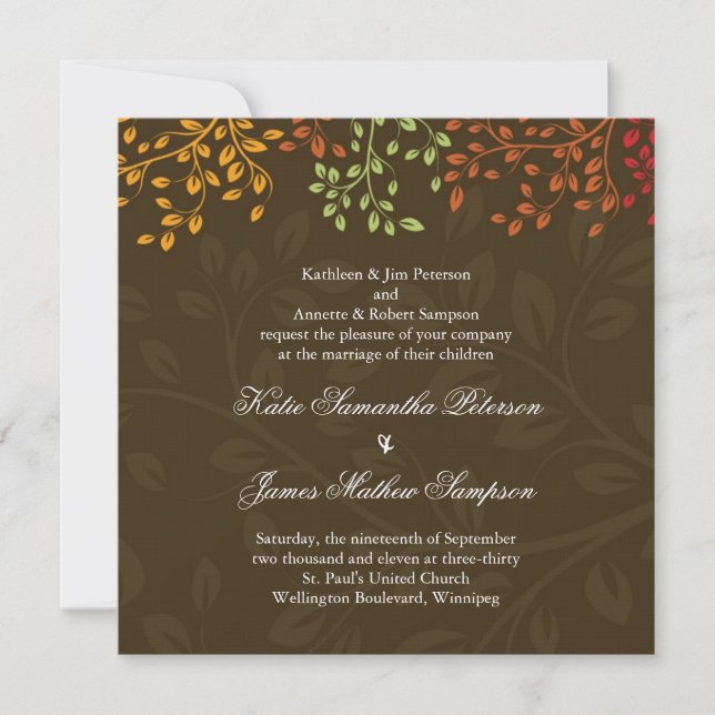 Whimsical Fall Wedding Invitation (Front)