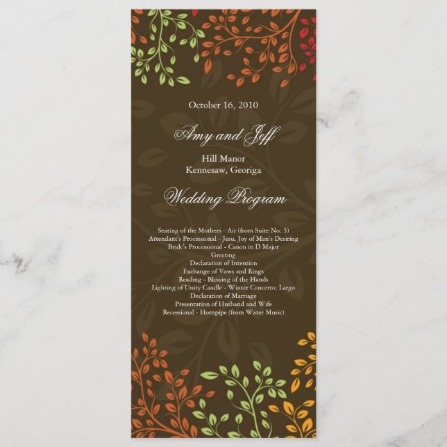 Whimsical Fall Wedding Program (Front)