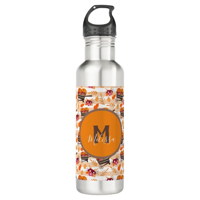 Whimsical Fall Wheelbarrows Pattern  710 Ml Water Bottle (Front)