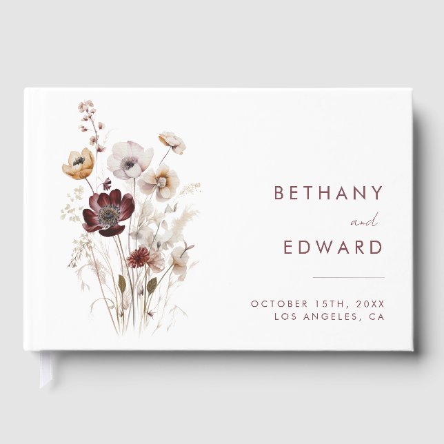 Whimsical Fall Wildflower Wedding Guestbook (Front)