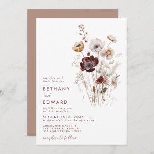 Whimsical Fall Wildflower Wedding Invitation