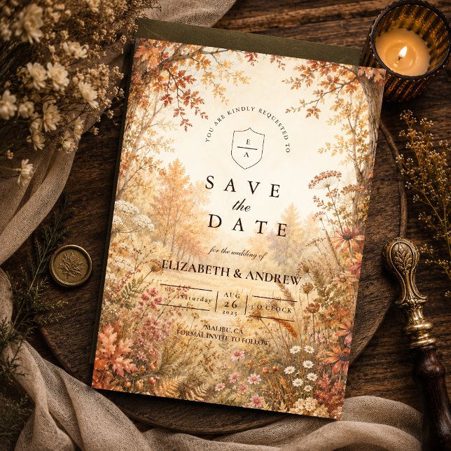 Whimsical Fall Woodland Wedding Save The Date (Creator Uploaded)