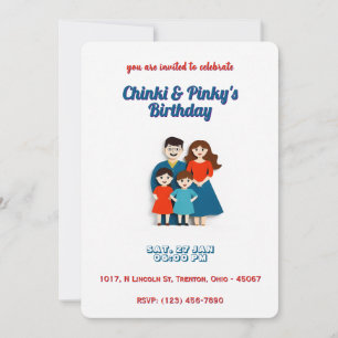 Whimsical Family Birthday Card – Cute Minimalist 