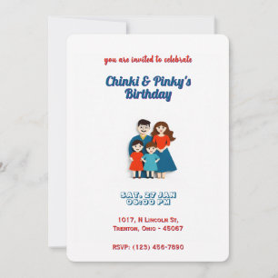 Whimsical Family Birthday Card – Cute Minimalist