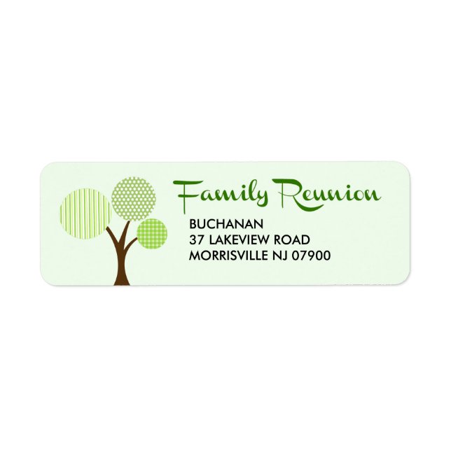 Whimsical Family Tree Family Reunion Return Address Label (Front)