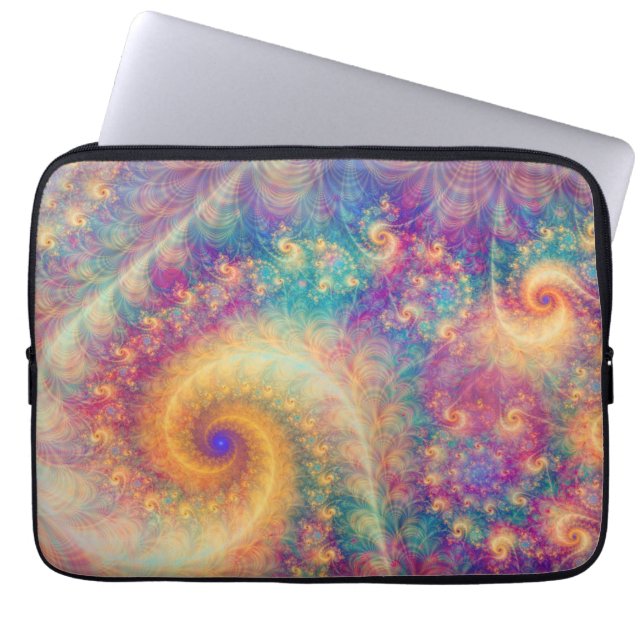 Whimsical Fantasy Abstract Fractal Vortex Art Laptop Sleeve (Front)