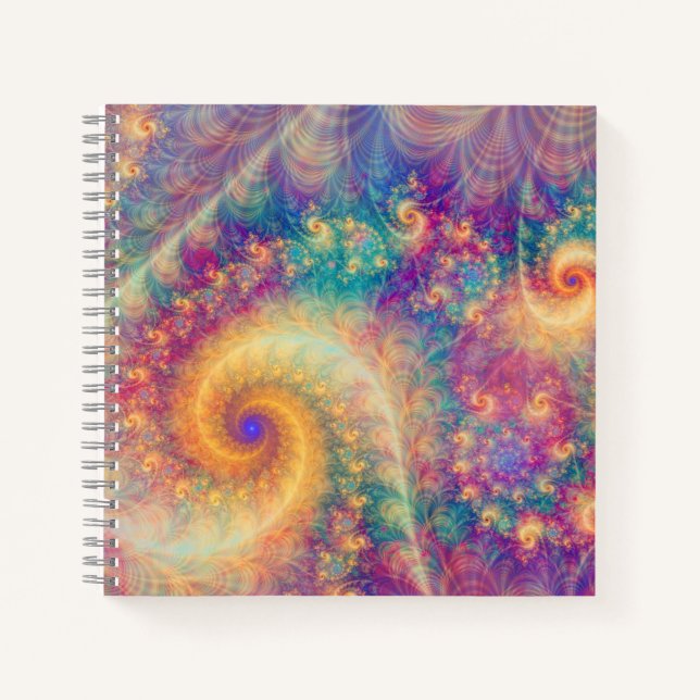 Whimsical Fantasy Abstract Fractal Vortex Art Notebook (Front)