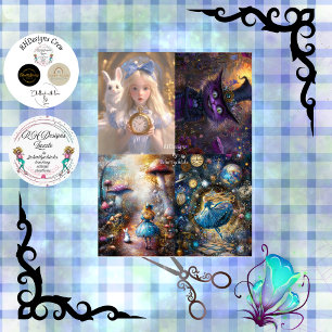 Whimsical Fantasy Easter Blonde Girl Purple Cat Tissue Paper