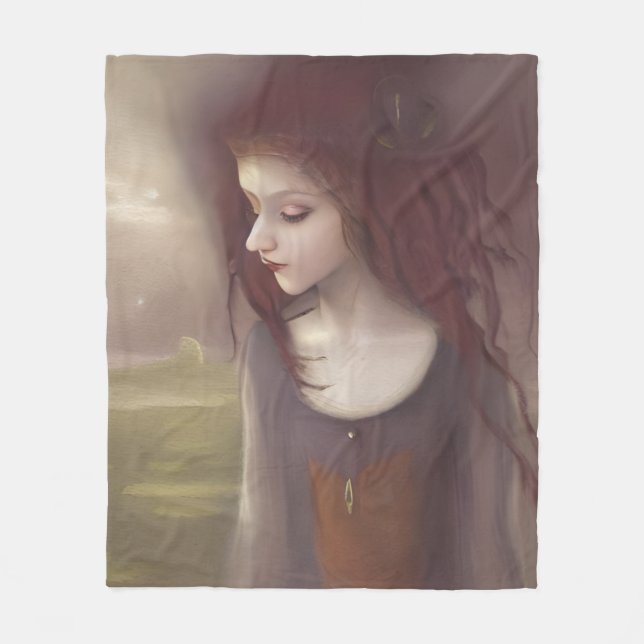 Whimsical Fantasy Little Fairy Fleece Blanket (Front)