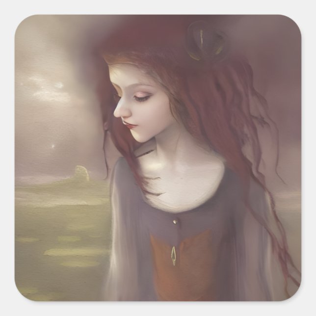 Whimsical Fantasy Little Fairy Square Sticker (Front)