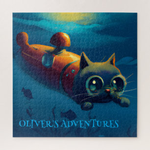 WHIMSICAL FANTASY UNDERWATER CAT JIGSAW PUZZLE