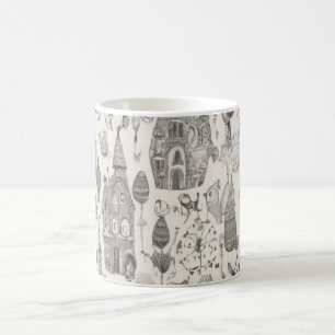 Whimsical Fantasy Village Sketch Abstract Art Coff Coffee Mug
