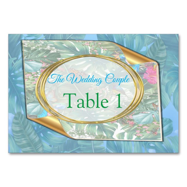 Whimsical Fantasy World with a Tropical Flavour Table Number (Front)