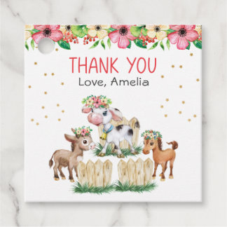 Whimsical Farm Animal Birthday Favour Tags